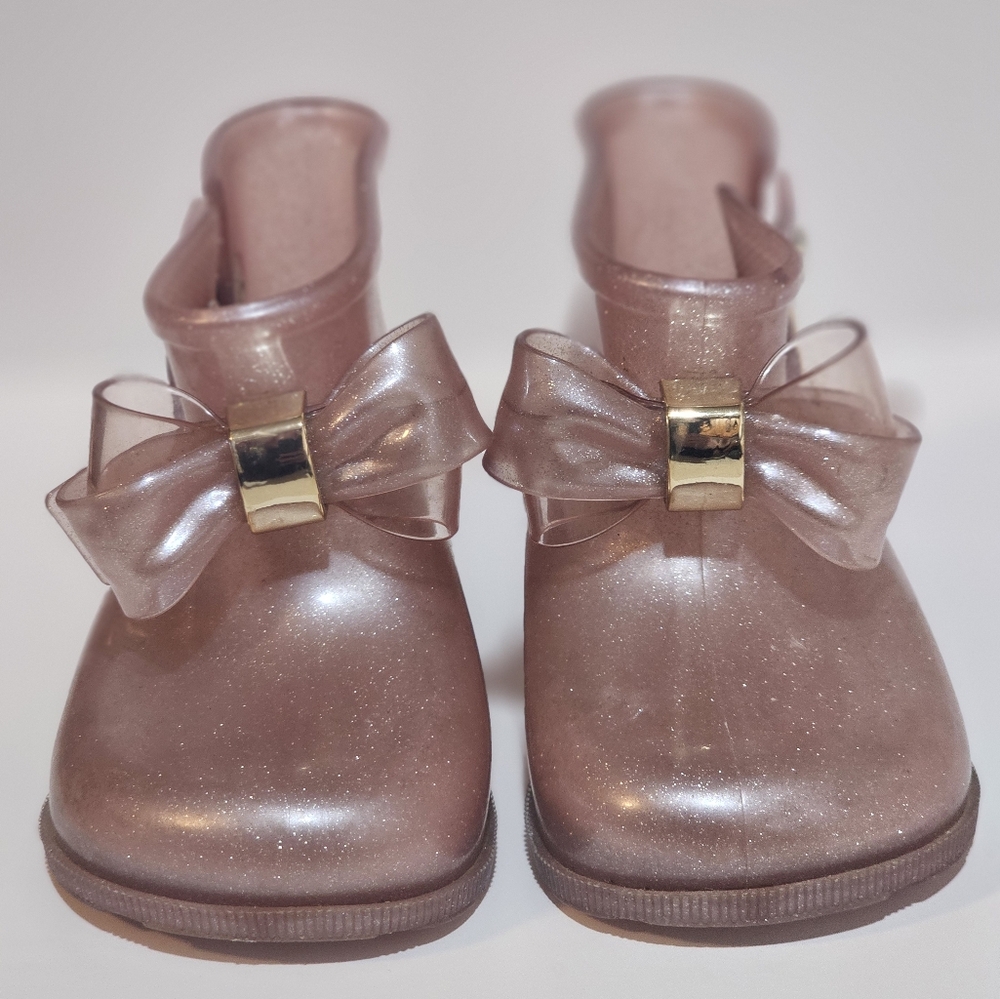 Mini Melissa Glitter Bow Rain Boots Size 7